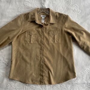 Liz Claiborne Lizsport  Tan Button-Up Shirt Jacket